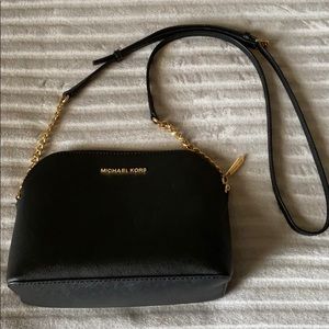 Michael Kors black leather crossbody purse